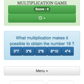 The goal is to choose from a list the multiplication that allows to calculate a given number online.