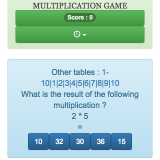 Times tables game to revise and learn multiplication tables from 1 to 10 online. Table of 2.