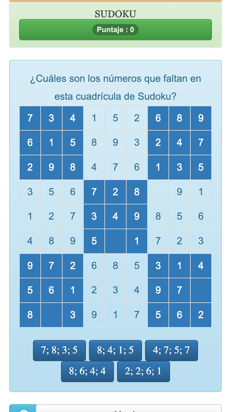 Este juego matemático Sudoku mejora la memoria, la lógica y la concentración practicando con los números.