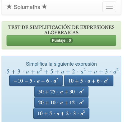 Quiz sobre o cálculo de equações de segundo grau - teste de matemática  online - Solumaths