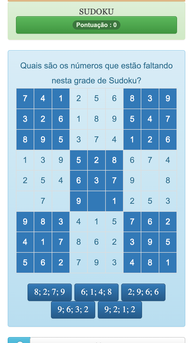 Esse jogo de matemática Sudoku melhora a memória, a lógica e a concentração ao praticar com números.