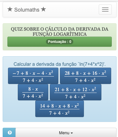 Jogo de cálculo de frações - Quiz de matemática júnior - Solumaths